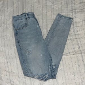 high rise light washed american eagle jean